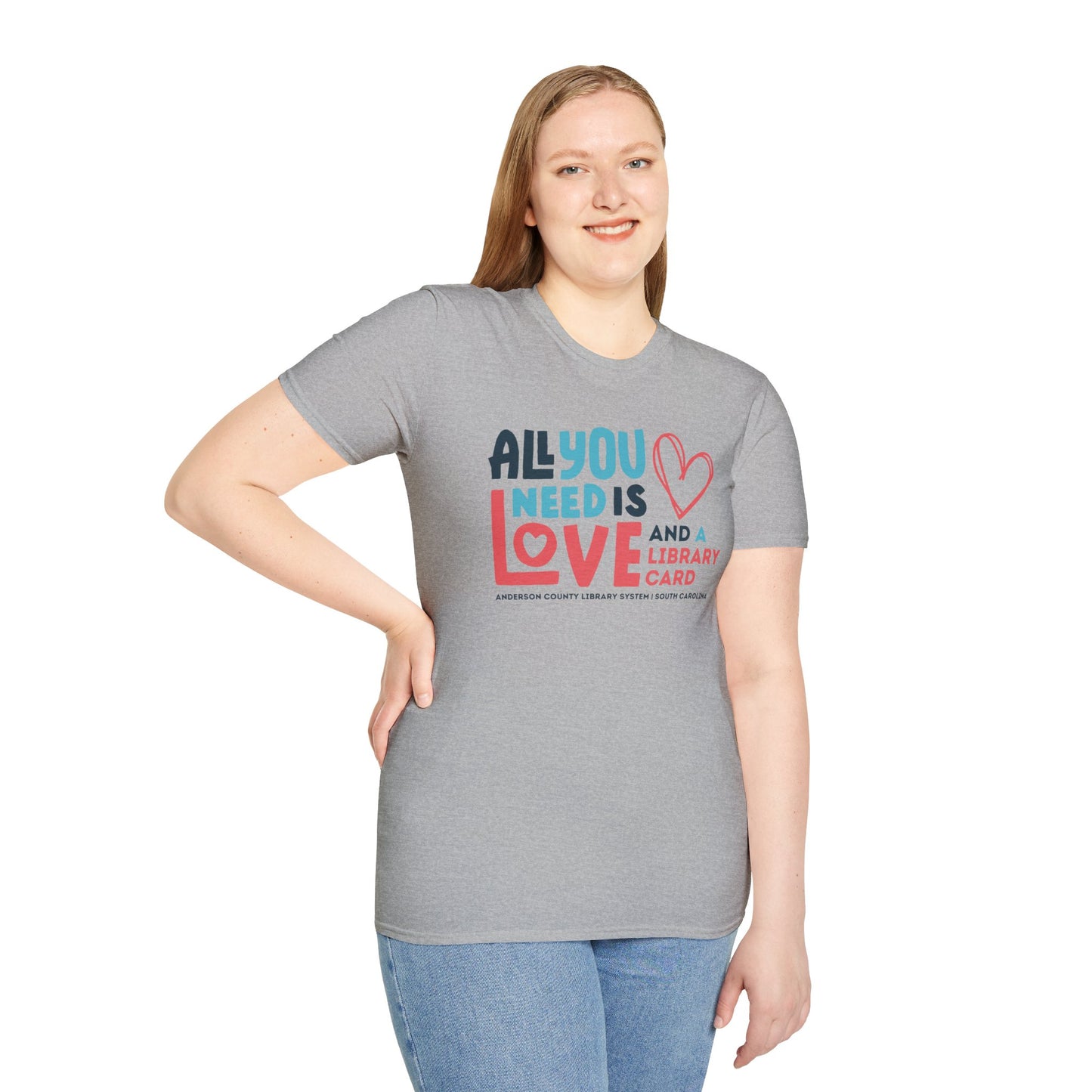 Unisex Softstyle T-Shirt: All You Need Is Love, And A Library Card
