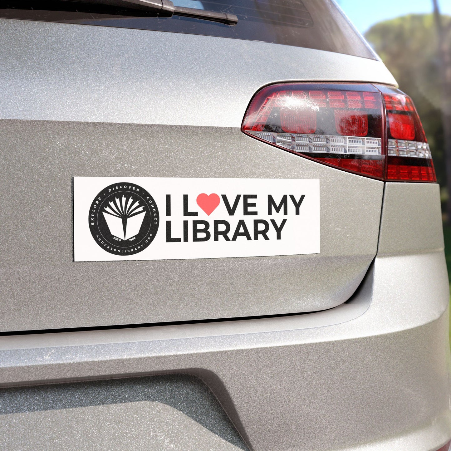 Magnetic Bumper Sticker: Love My Library: B&W