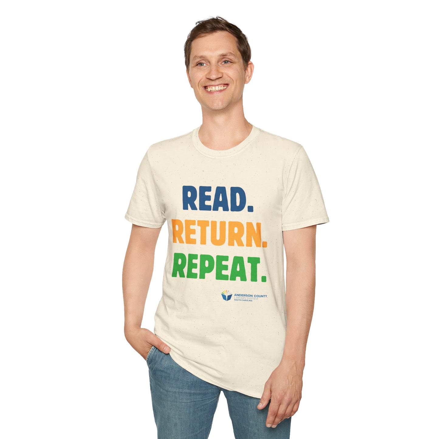 Unisex Softstyle T-Shirt: Read. Return. Repeat.