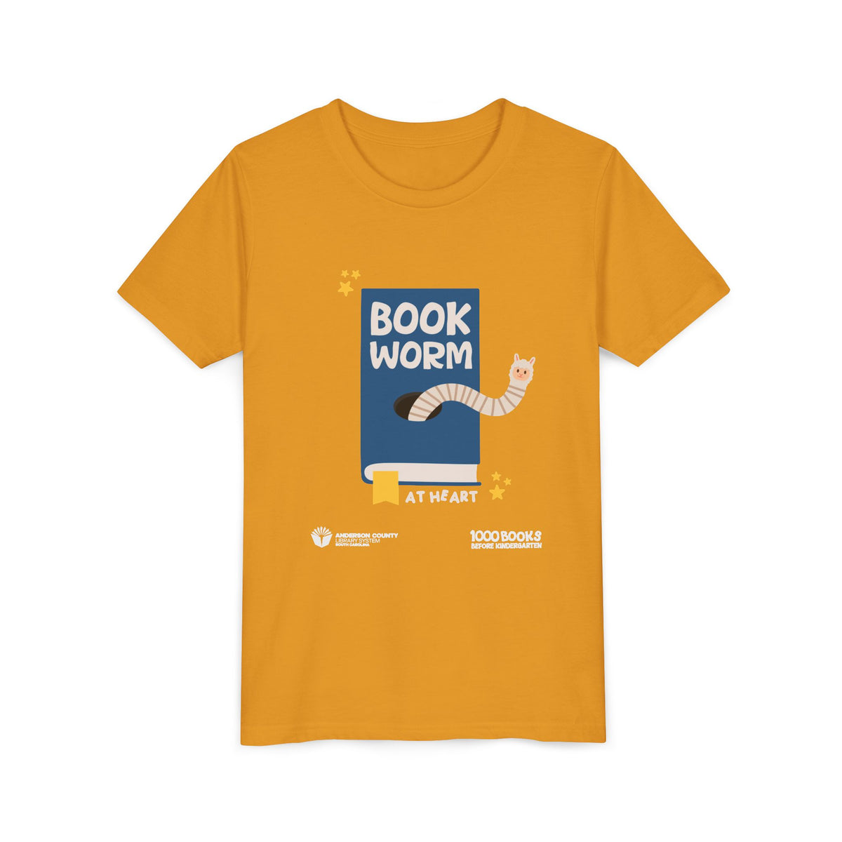 Youth Short Sleeve Tee : Bookworm At Heart 1,000 Books Before Kindergarten