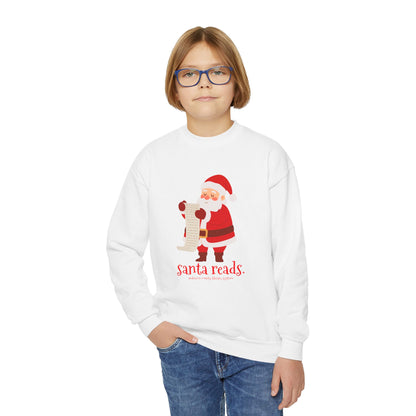 Youth Crewneck Sweatshirt: Santa Reads.