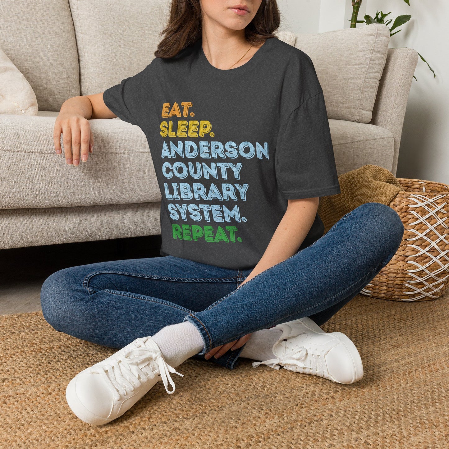 Unisex Softstyle T-Shirt: Eat, Sleep, Library, Repeat