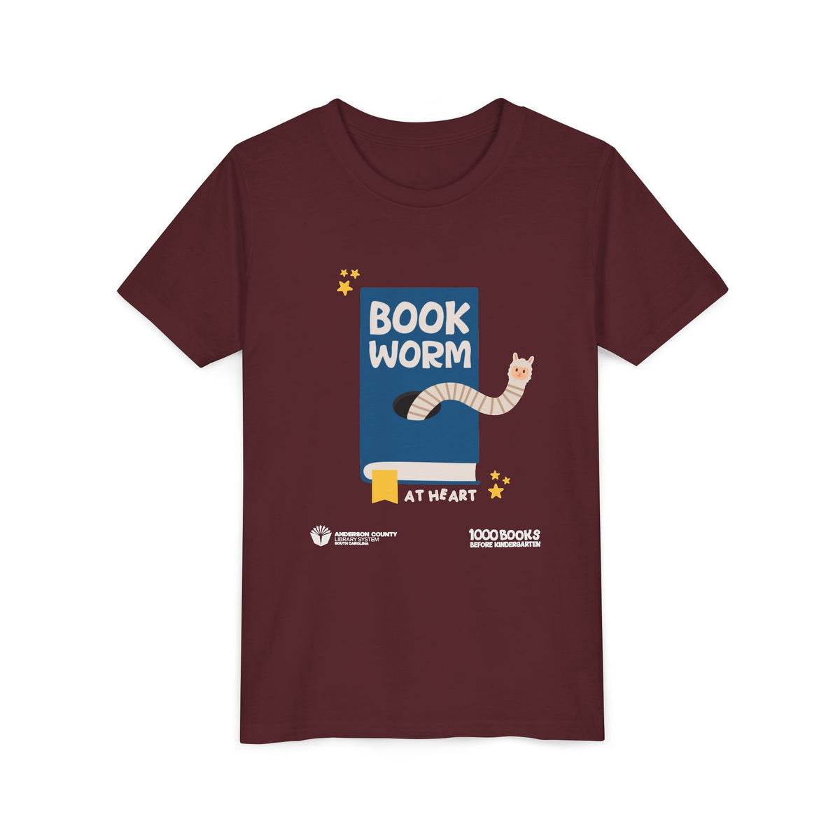 Youth Short Sleeve Tee : Bookworm At Heart 1,000 Books Before Kindergarten