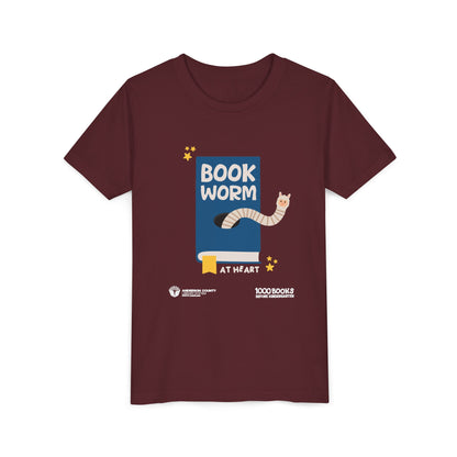 Youth Short Sleeve Tee : Bookworm At Heart 1,000 Books Before Kindergarten