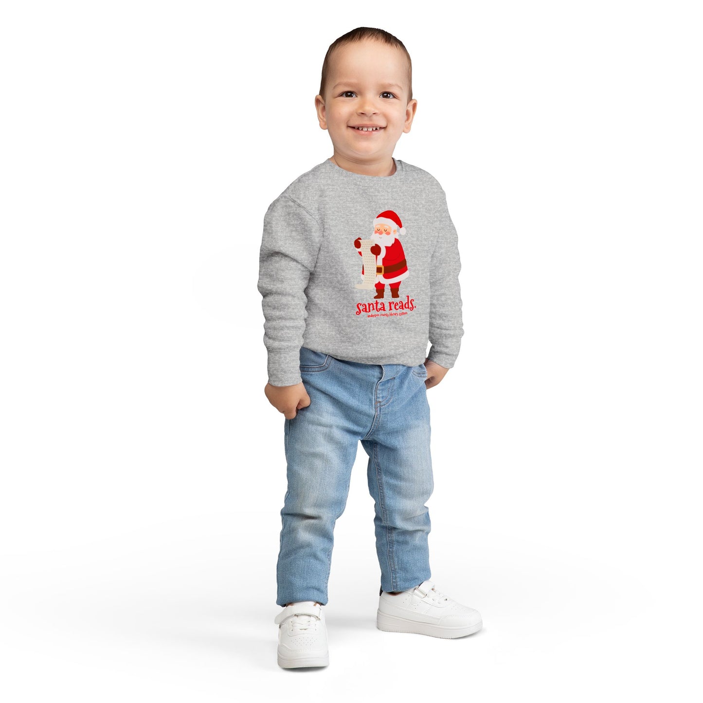Toddler Sweatshirt: Santa Reads.