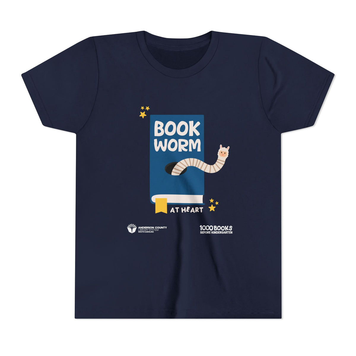 Youth Short Sleeve Tee : Bookworm At Heart 1,000 Books Before Kindergarten