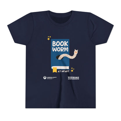 Youth Short Sleeve Tee : Bookworm At Heart 1,000 Books Before Kindergarten