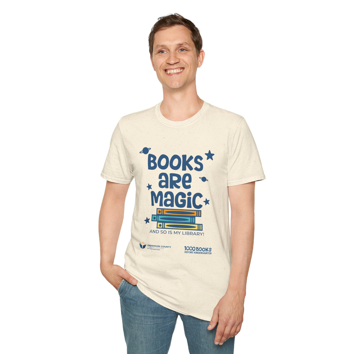 Unisex Softstyle T-Shirt: Books Are Magic 1,000 Books Before Kindergarten