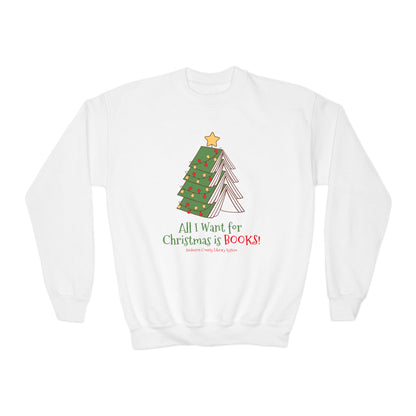 Youth Crewneck Sweatshirt: All I Want For Christmas is Books!