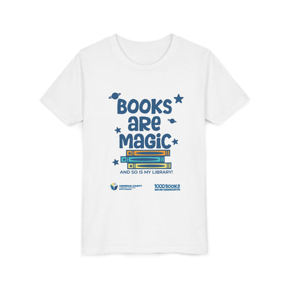Youth Short Sleeve Tee : Books Are Magic 1,000 Books Before Kindergarten