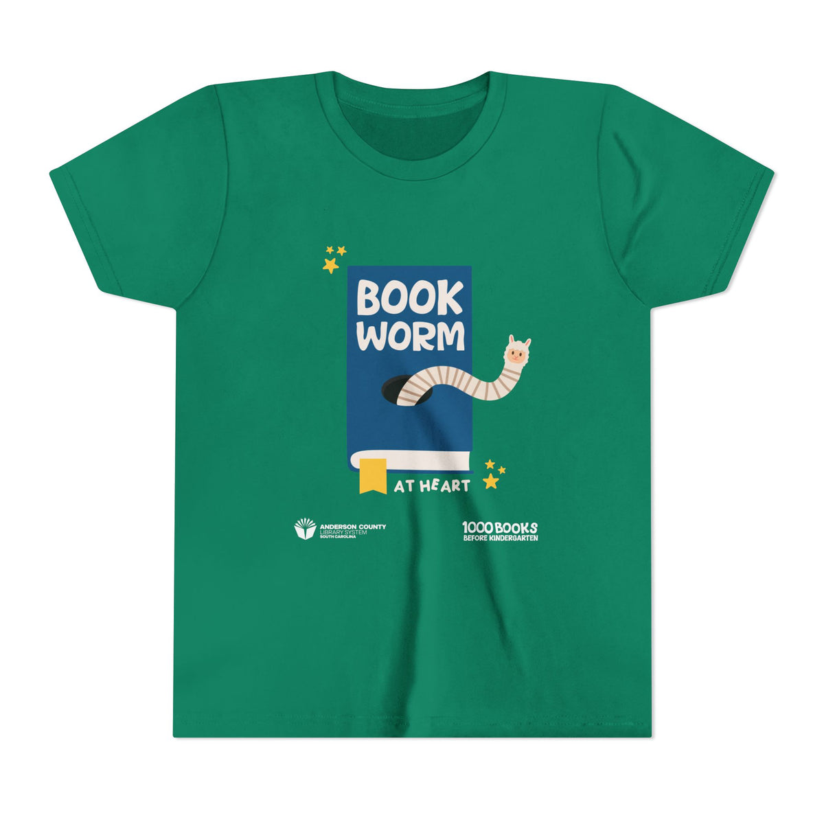 Youth Short Sleeve Tee : Bookworm At Heart 1,000 Books Before Kindergarten