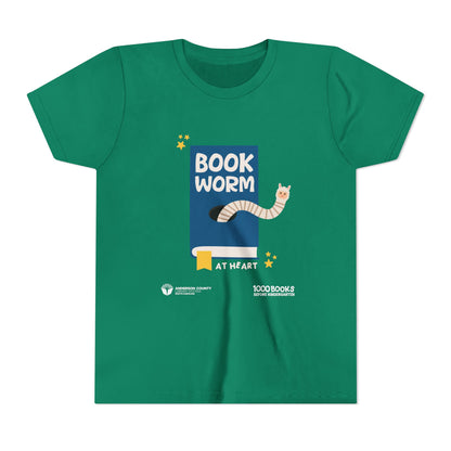 Youth Short Sleeve Tee : Bookworm At Heart 1,000 Books Before Kindergarten