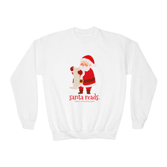 Youth Crewneck Sweatshirt: Santa Reads.