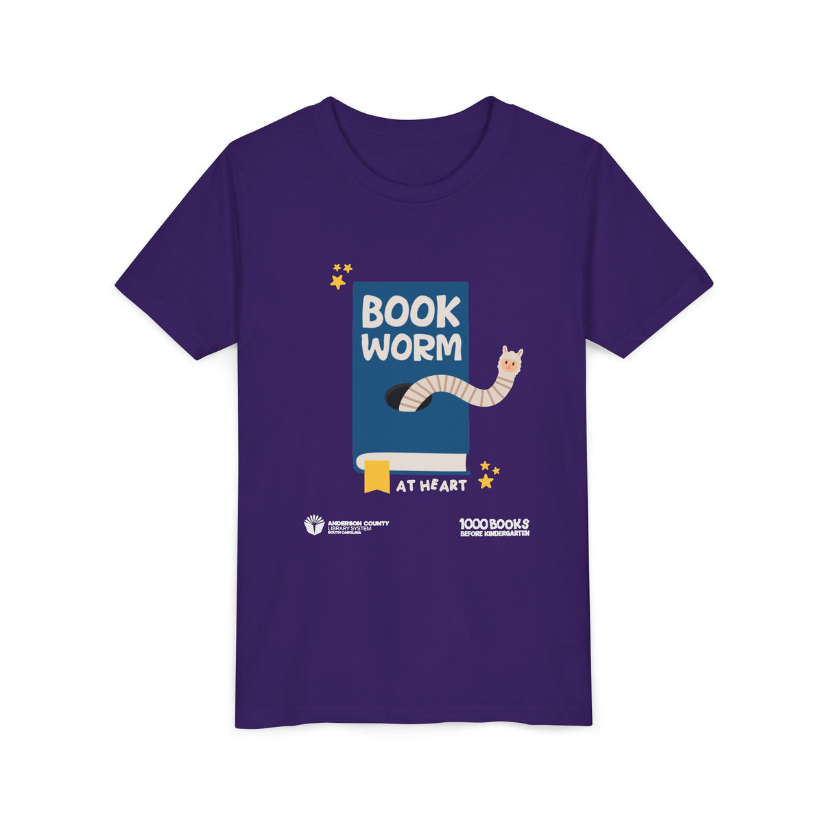 Youth Short Sleeve Tee : Bookworm At Heart 1,000 Books Before Kindergarten