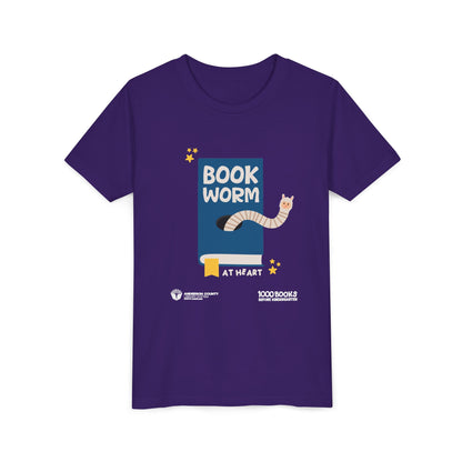 Youth Short Sleeve Tee : Bookworm At Heart 1,000 Books Before Kindergarten