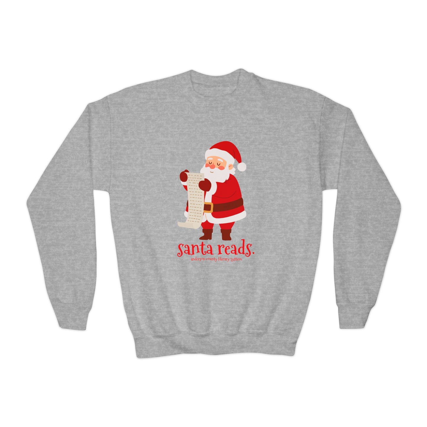 Youth Crewneck Sweatshirt: Santa Reads.