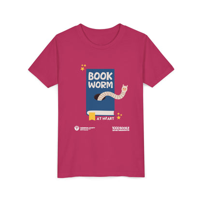 Youth Short Sleeve Tee : Bookworm At Heart 1,000 Books Before Kindergarten