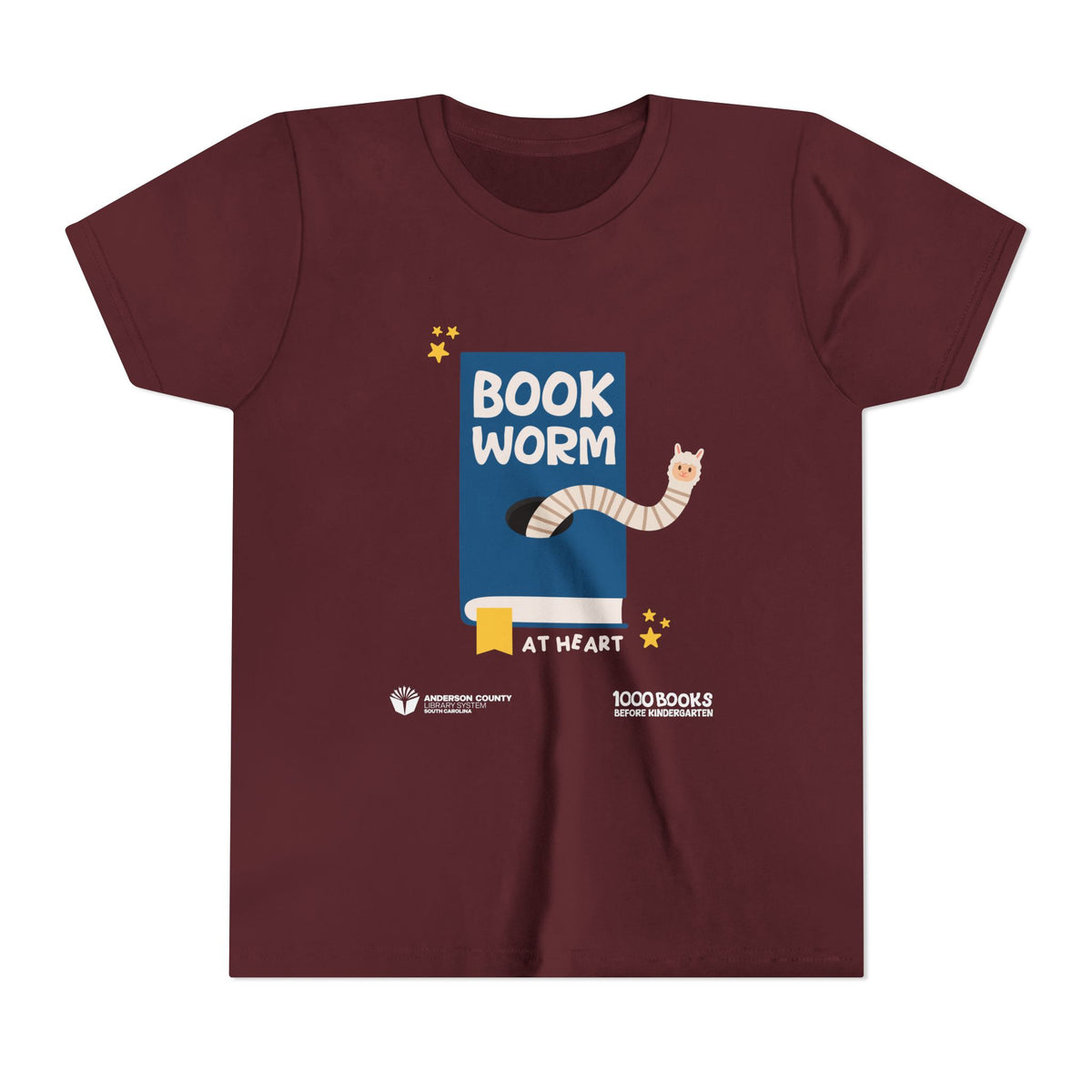 Youth Short Sleeve Tee : Bookworm At Heart 1,000 Books Before Kindergarten
