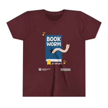 Youth Short Sleeve Tee : Bookworm At Heart 1,000 Books Before Kindergarten