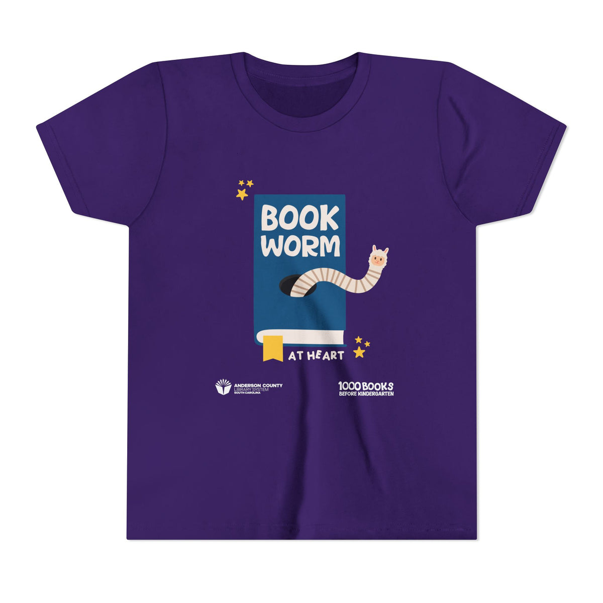Youth Short Sleeve Tee : Bookworm At Heart 1,000 Books Before Kindergarten