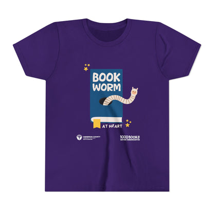 Youth Short Sleeve Tee : Bookworm At Heart 1,000 Books Before Kindergarten