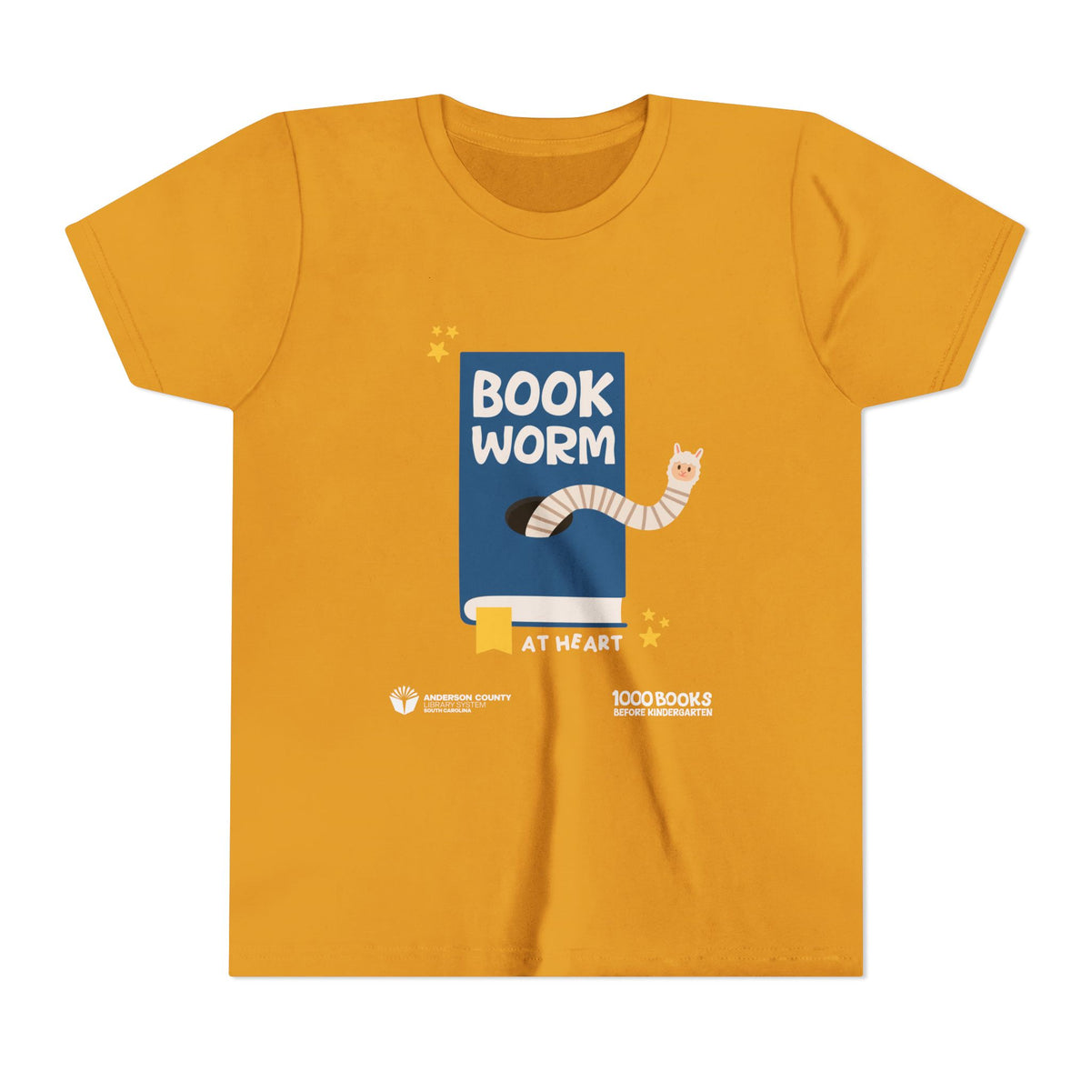 Youth Short Sleeve Tee : Bookworm At Heart 1,000 Books Before Kindergarten
