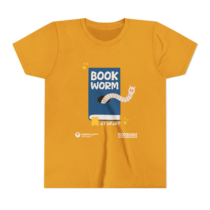 Youth Short Sleeve Tee : Bookworm At Heart 1,000 Books Before Kindergarten