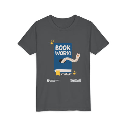Youth Short Sleeve Tee : Bookworm At Heart 1,000 Books Before Kindergarten