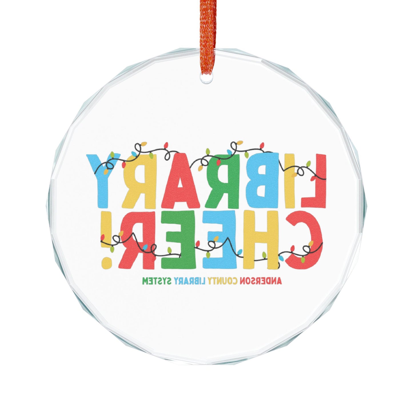 Crystal Glass Ornament: Library Cheer!