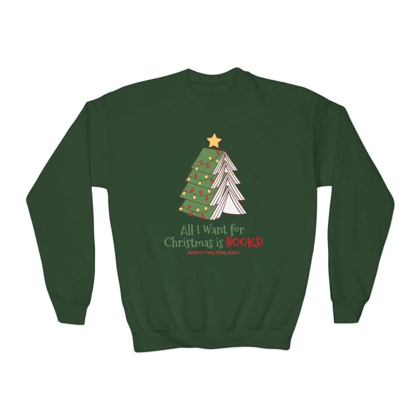 Youth Crewneck Sweatshirt: All I Want For Christmas is Books!