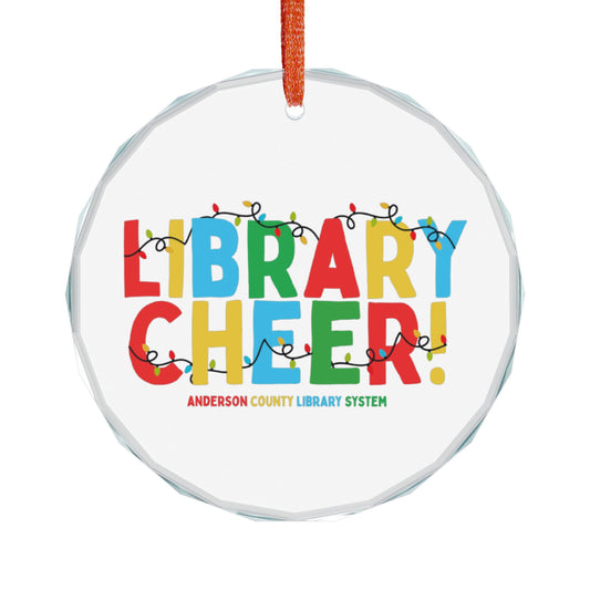 Crystal Glass Ornament: Library Cheer!