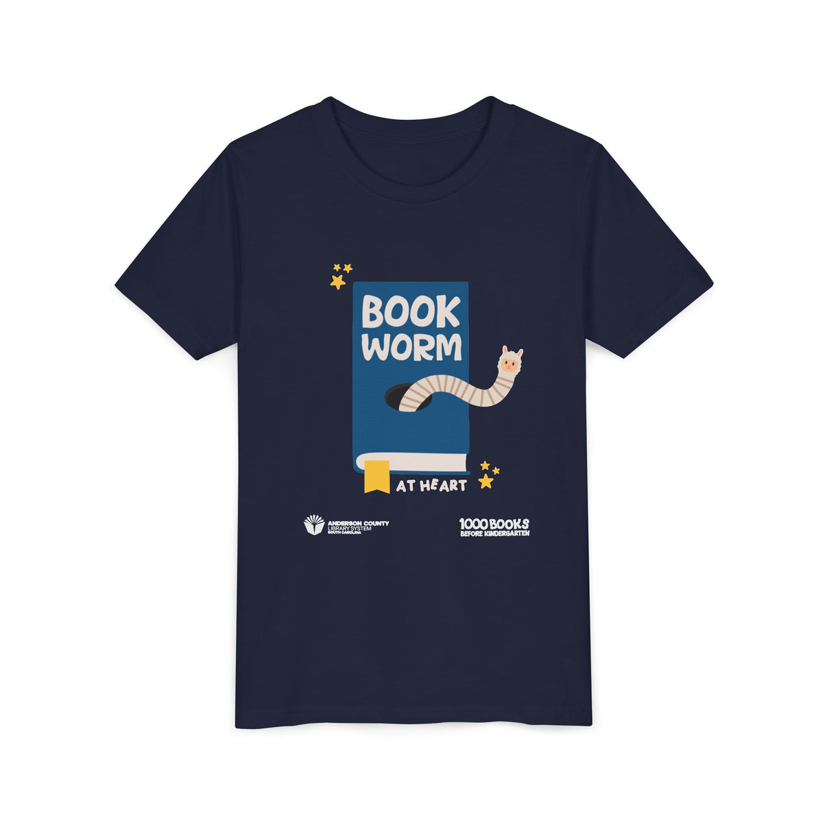 Youth Short Sleeve Tee : Bookworm At Heart 1,000 Books Before Kindergarten