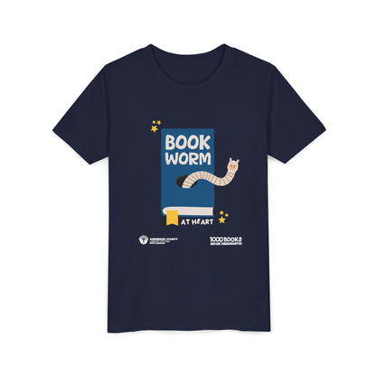 Youth Short Sleeve Tee : Bookworm At Heart 1,000 Books Before Kindergarten