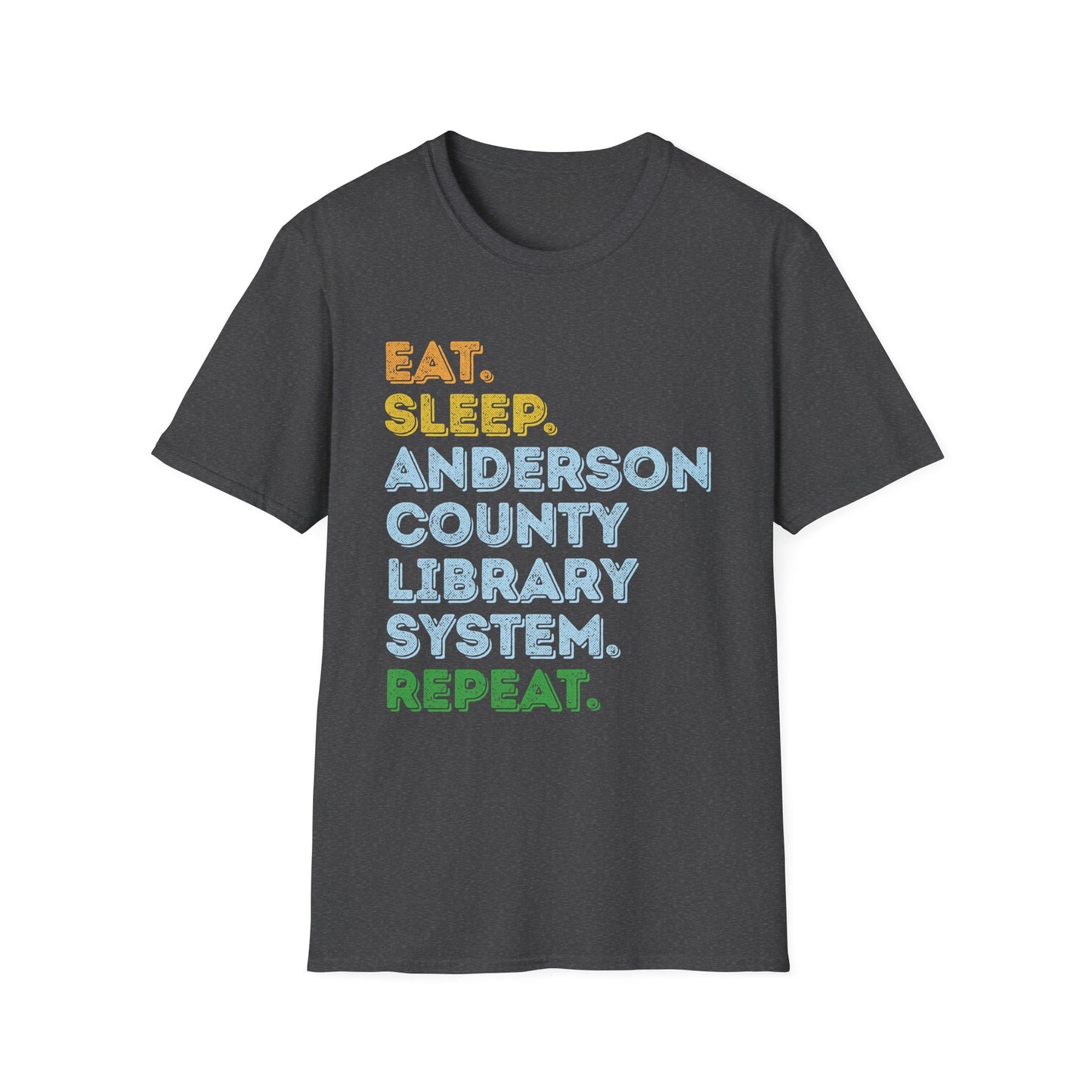 Unisex Softstyle T-Shirt: Eat, Sleep, Library, Repeat