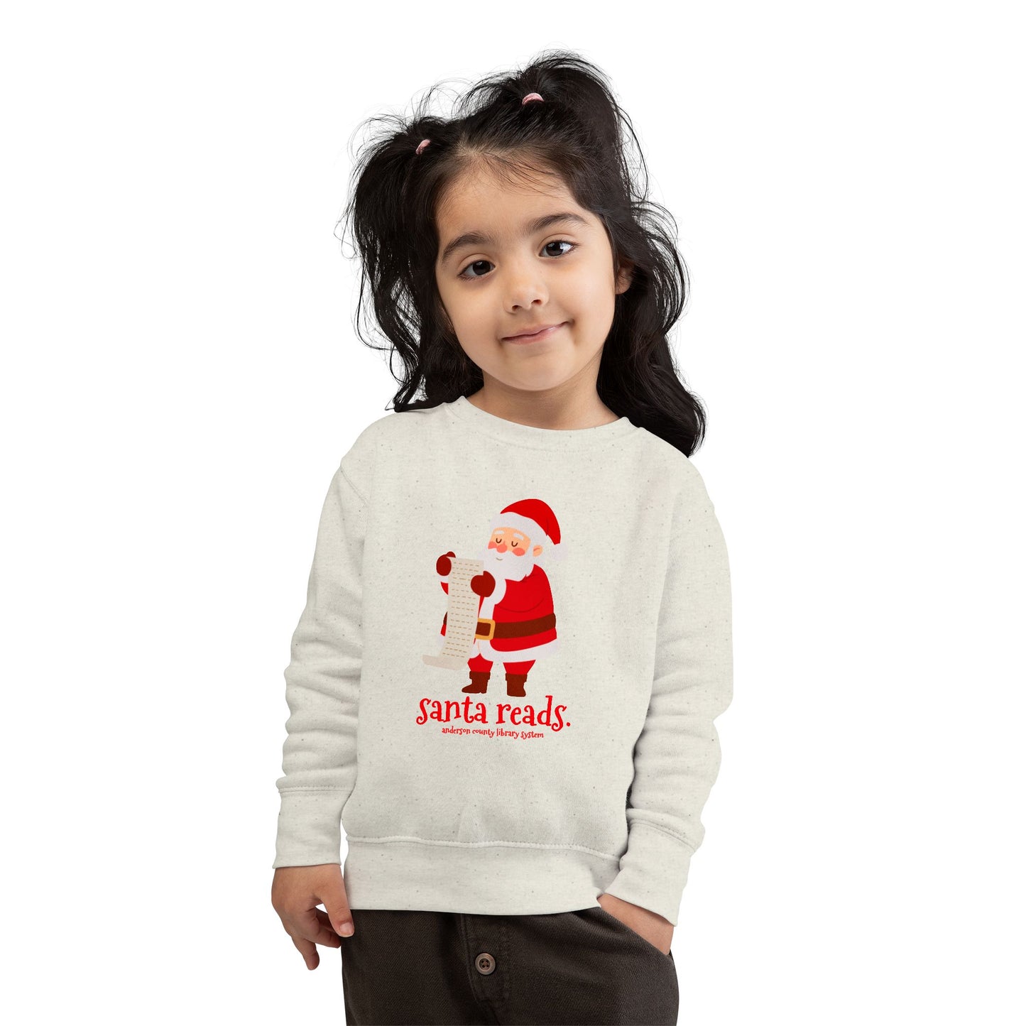 Toddler Sweatshirt: Santa Reads.