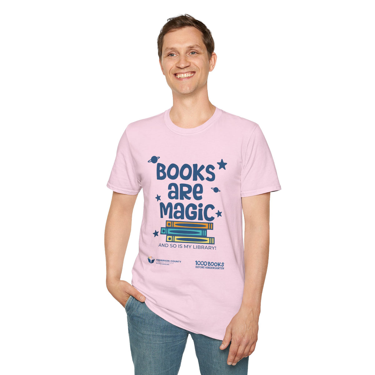 Unisex Softstyle T-Shirt: Books Are Magic 1,000 Books Before Kindergarten