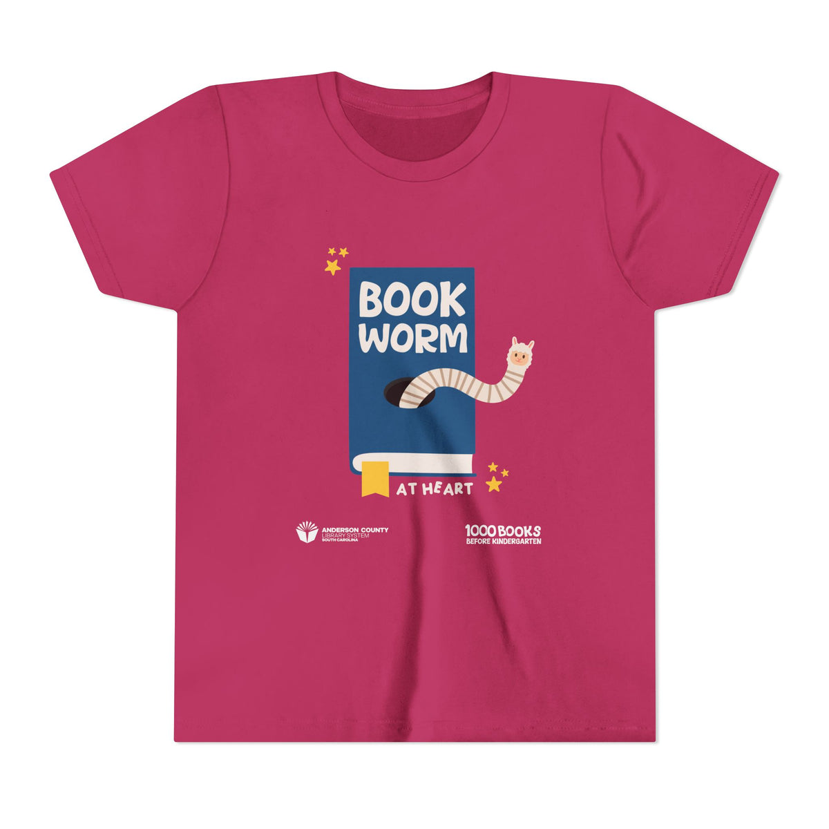 Youth Short Sleeve Tee : Bookworm At Heart 1,000 Books Before Kindergarten