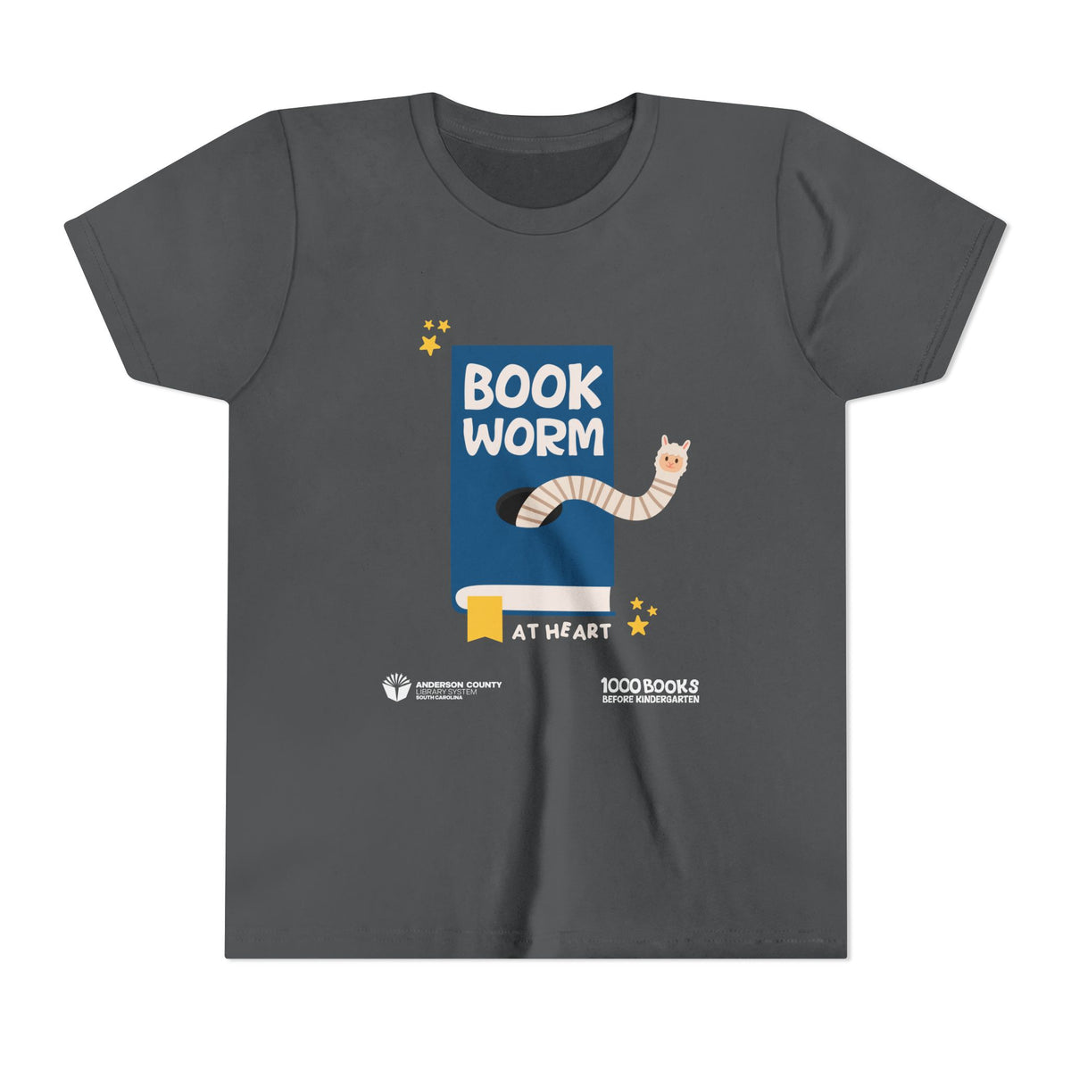 Youth Short Sleeve Tee : Bookworm At Heart 1,000 Books Before Kindergarten