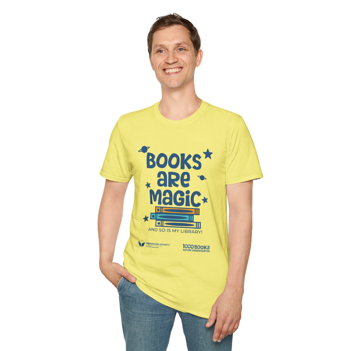 Unisex Softstyle T-Shirt: Books Are Magic 1,000 Books Before Kindergarten