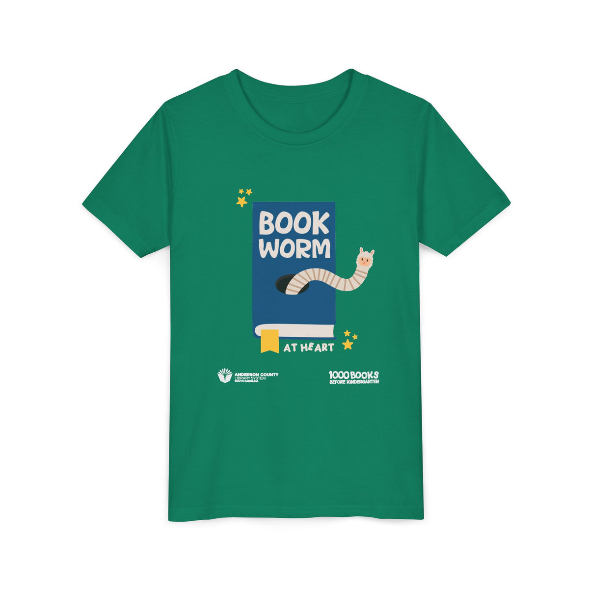 Youth Short Sleeve Tee : Bookworm At Heart 1,000 Books Before Kindergarten