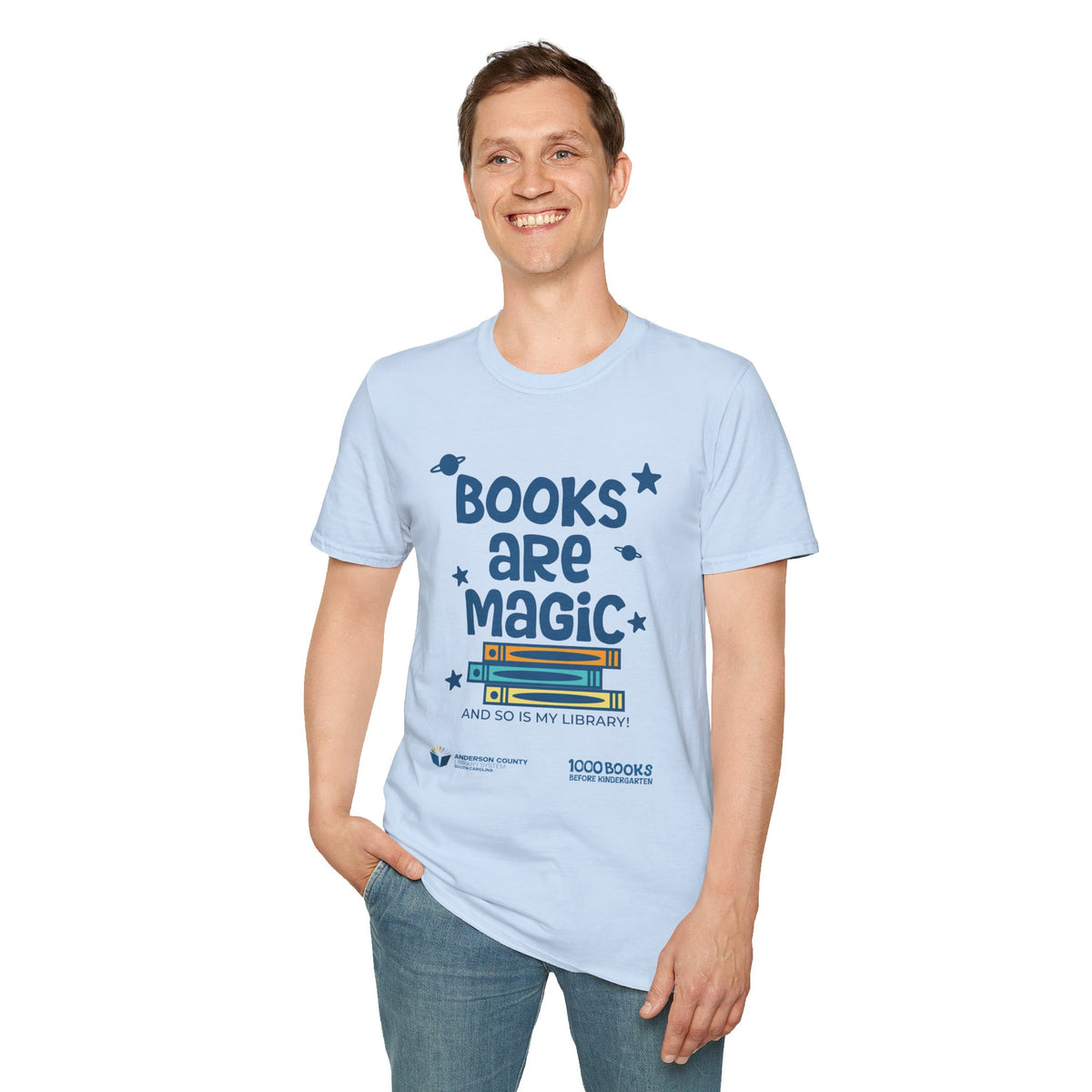 Unisex Softstyle T-Shirt: Books Are Magic 1,000 Books Before Kindergarten