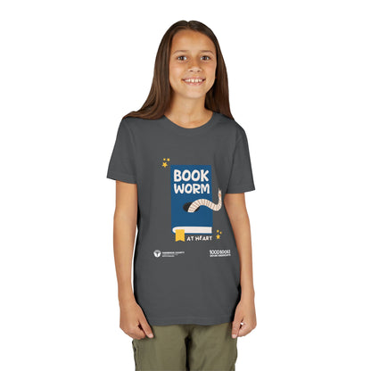 Youth Short Sleeve Tee : Bookworm At Heart 1,000 Books Before Kindergarten
